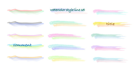 Obraz premium 水彩風カラフルなラインセットのイラスト