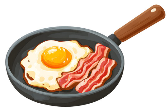 fried egg and bacon in pan clip art preview