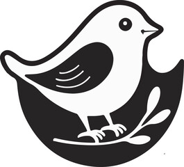 A cute House Sparrow bird silhouette black and white background