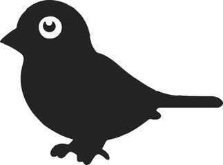 A cute House Sparrow bird silhouette black and white background