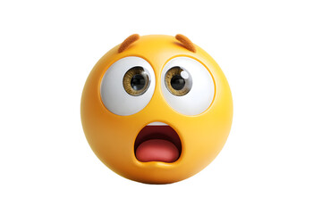 Fototapeta premium Distressed emoji with wide eyes and open mouth, symbolizing shock, fear, or surprise against a black background.