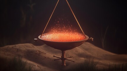 A micro-gravity lab in a Gemini experiment with a rotating axis, shimmering arms, and a test core.