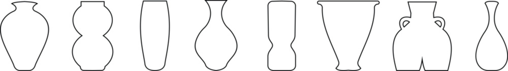 Ancient ceramic vessel icon set, ancient amphora and cosmic element for artistic inspiration showcasing intricate craftsmanship historical significance for educational use, on transparent background