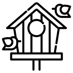Birdhouse. This is a vector single icon with a dashed line style. It is suitable for any purpose, such as website design, mobile app design, logo design, etc.