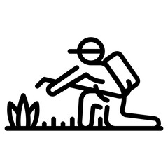 Lawn care. This is a vector single icon with a dashed line style. It is suitable for any purpose, such as website design, mobile app design, logo design, etc.