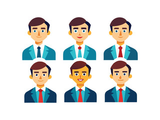 Fototapeta premium Six diverse businessmen portraits flat design illustrations 