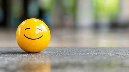 Yellow Smiley Face on Grey Surface
