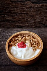 Dairy fresh yogurt milk and granola healthy food