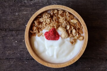 Dairy fresh yogurt milk and granola healthy food