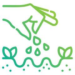 Planting seeds. This is a vector single icon with a dashed line gradient style. It is suitable for any purpose, such as website design, mobile app design, logo design, etc.