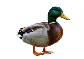 Fototapeta premium Mallard duck standing isolated on white background