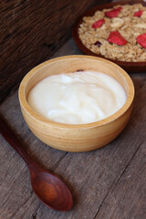 Dairy fresh yogurt milk and granola healthy food