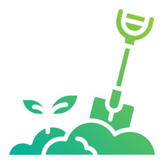 Digging soil. This is a vector single icon with a solid gradient style. It is suitable for any purpose, such as website design, mobile app design, logo design, etc.