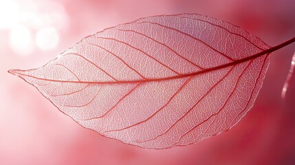 Close-up macro of a vibrant red autumn leaf with intricate vein patterns and rich texture