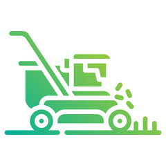 Lawn mower. This is a vector single icon with a solid gradient style. It is suitable for any purpose, such as website design, mobile app design, logo design, etc.