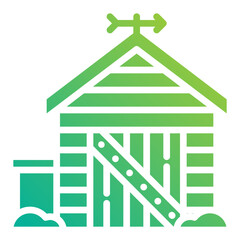 Shed. This is a vector single icon with a solid gradient style. It is suitable for any purpose, such as website design, mobile app design, logo design, etc.