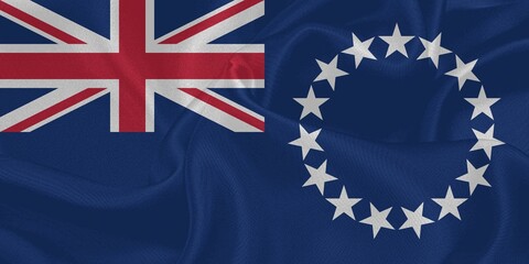 Cook Islands Flag Waving in The Wind