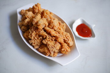 Plate of crispy fried chicken 