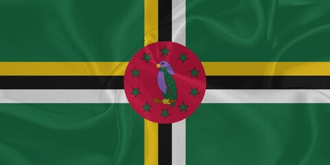 Dominica Flag Waving in The Wind