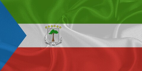Equatorial Guinea Flag Waving in The Wind