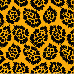 Seamless jaguar print vector pattern. Repeating animal fur texture design, wild feline background, jungle style