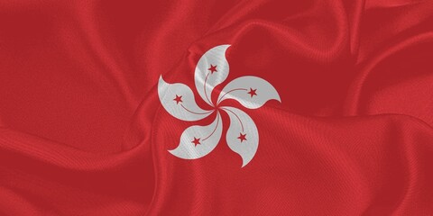 Hong Kong Flag Waving in The Wind