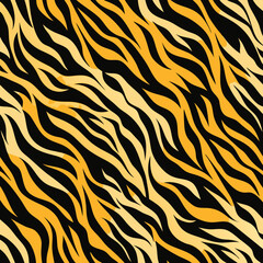Seamless tiger print vector pattern. Wild animal skin texture design with repeating striped background for textile