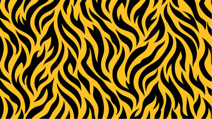 Seamless tiger print vector pattern. Wild animal skin texture design with repeating striped background for textile