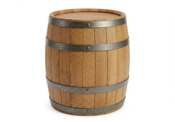 Fototapeta premium Oak barrel container prop isolated on white background