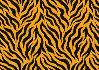 Seamless tiger print vector pattern. Wild animal skin texture design with repeating striped background for textile