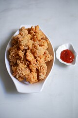 A plate of crispy fried chicken 