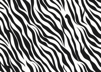Seamless zebra print vector pattern. Repeating black and white striped animal skin design for fabric, textile, background