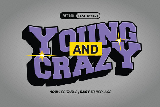 Young Crazy Purple Vector Text Effect