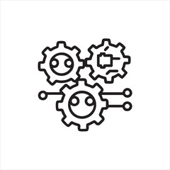 Mechanical Gear Icon Set - Engineering and Automation Symbol