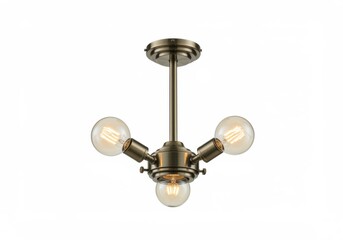 Bronze ceiling lamp with bulbs isolated on white background