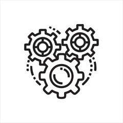 Mechanical Gear Icon Set - Engineering and Automation Symbol