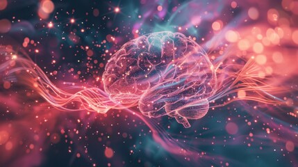 Mindful Illumination: Soft light radiates from a glowing brain silhouette, symbolizing mental clarity and emotional wellness through the practice of mindfulness and reflection.
