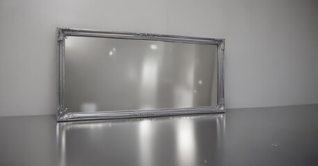 Obraz premium Mirror-like silver, subtle abrasions, high sheen, reflective, surface, technology