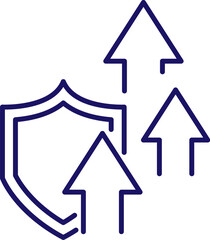 Shield and Arrows Up Outline Image for Graphic and Web Design, Apps, Adverts, Various Cards