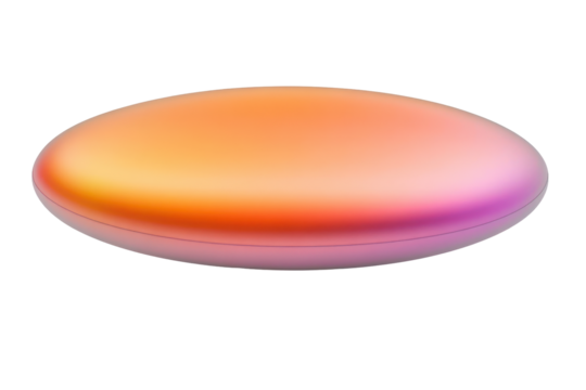 Oval-shaped illuminated object with a gradient of warm colors, from orange to purple, creating a soft, glowing effect.  It appears smooth and possibly made of a translucent material