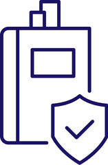 Fototapeta premium Shield and Notebook with Supplies Minimalistic Thin Icon for Web and Graphic Design, Apps, Banners, Social Network and Cards