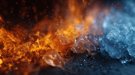 Fototapeta premium Dramatic contrast between scorching fire and frigid ice creating a visual dichotomy