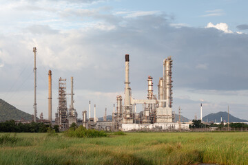 Oil gas refinery plant or petrochemical plant at day. Include gas flare or flare stack. Many...
