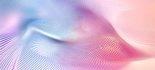 Abstract digital mesh with flowing lines and light waves