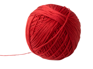 Close-Up of a Red Yarn Ball Isolated on transparent background cutout, PNG file, Cutout file