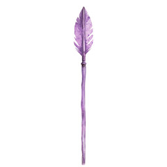 Artistic Arrow with a Painterly Style in Soft Violet Isolated on Transparent Background