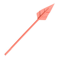Modern Arrow with a Bold Silhouette in Soft Coral Isolated on Transparent Background