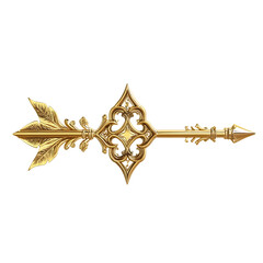 A Gilded Arrow with Gothic Quatrefoils Medieval Cat Isolated on Transparent Background