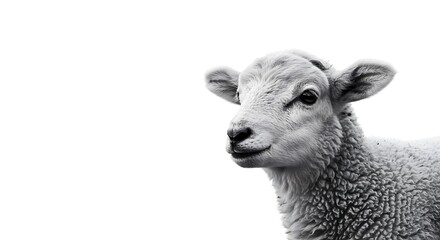 Fototapeta premium A minimalistic close-up of a lamb in grayscale tones, capturing the essence of Eid al-Adha, the Feast of Sacrifice