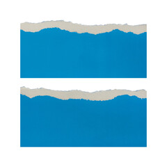Blue torn paper edge sheets isolated on transparent background
